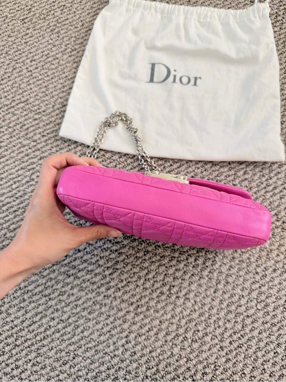 Dior Miss Dior Pink Cannage Leather Chain Bag Silver Hardware - Picture 11 of 12